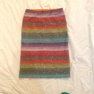 EVA MENDES NEW YORK & COMPANY SEQUIN GLITTER RAINBOW BODYCON PENCIL SKIRT EUC